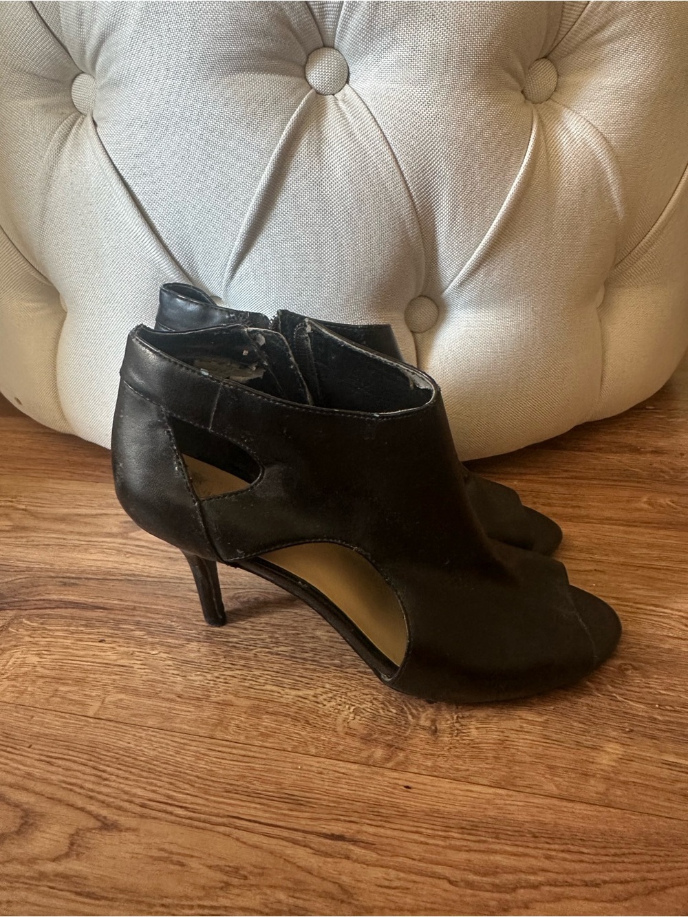 Nine West Women's Black Peep-Toe Cutout Heel Booties